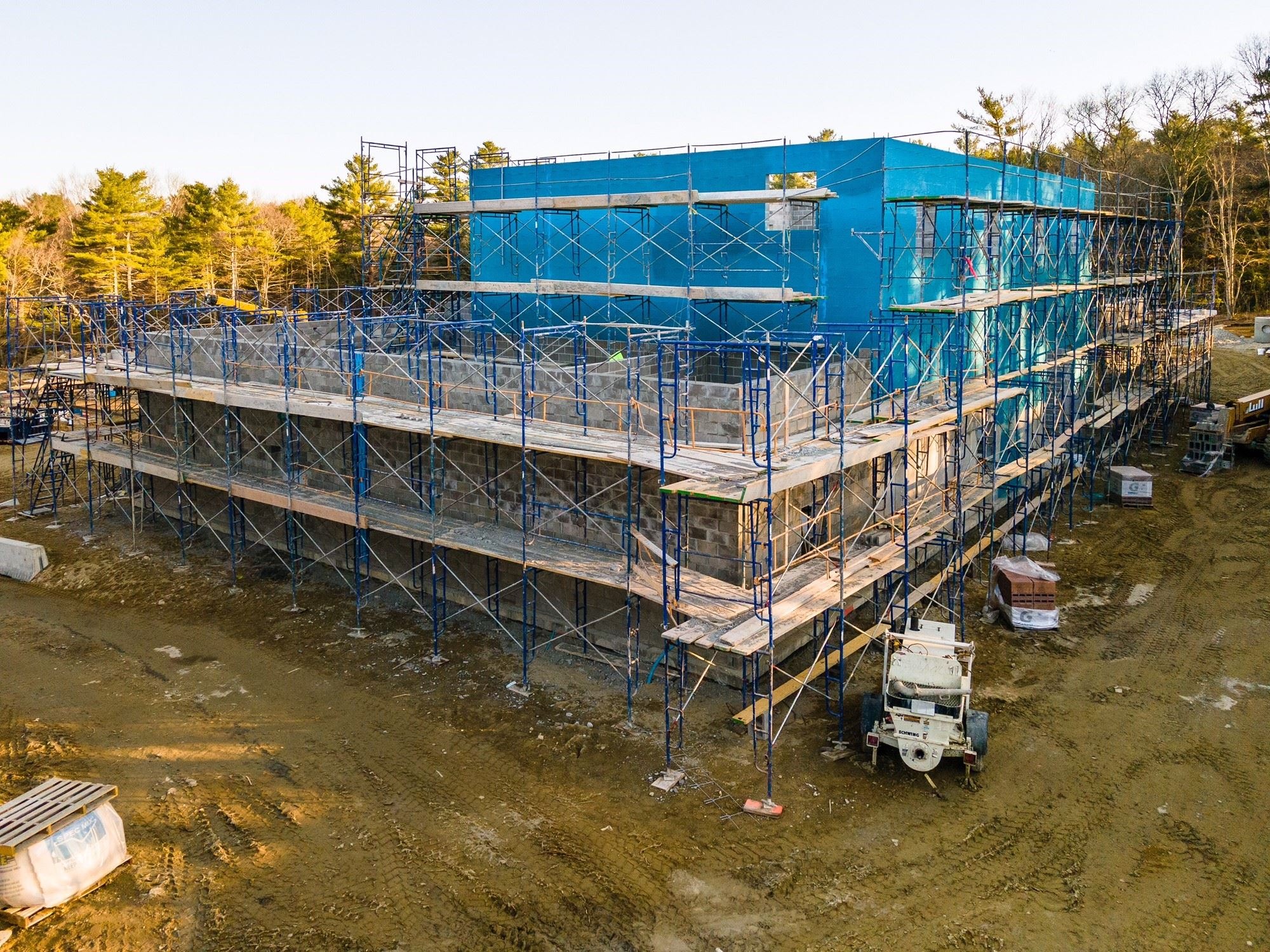 Perimeter CMU Block Walls and Air Barrier Material